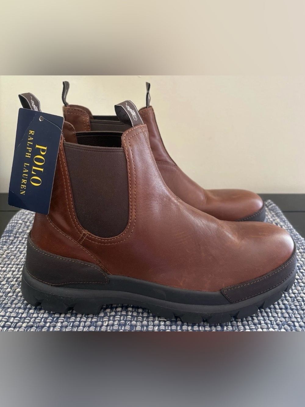 Ralph Lauren Oslo Chelsea Boots Leather Lug Soles New With Tags Mens Size 8.5